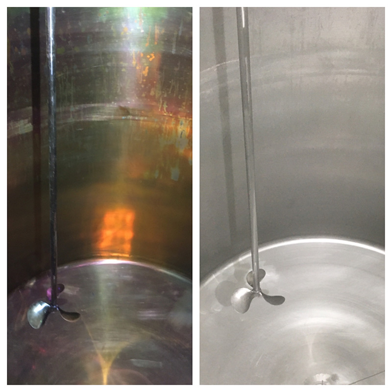 De-rouging of stainless steel - before and after